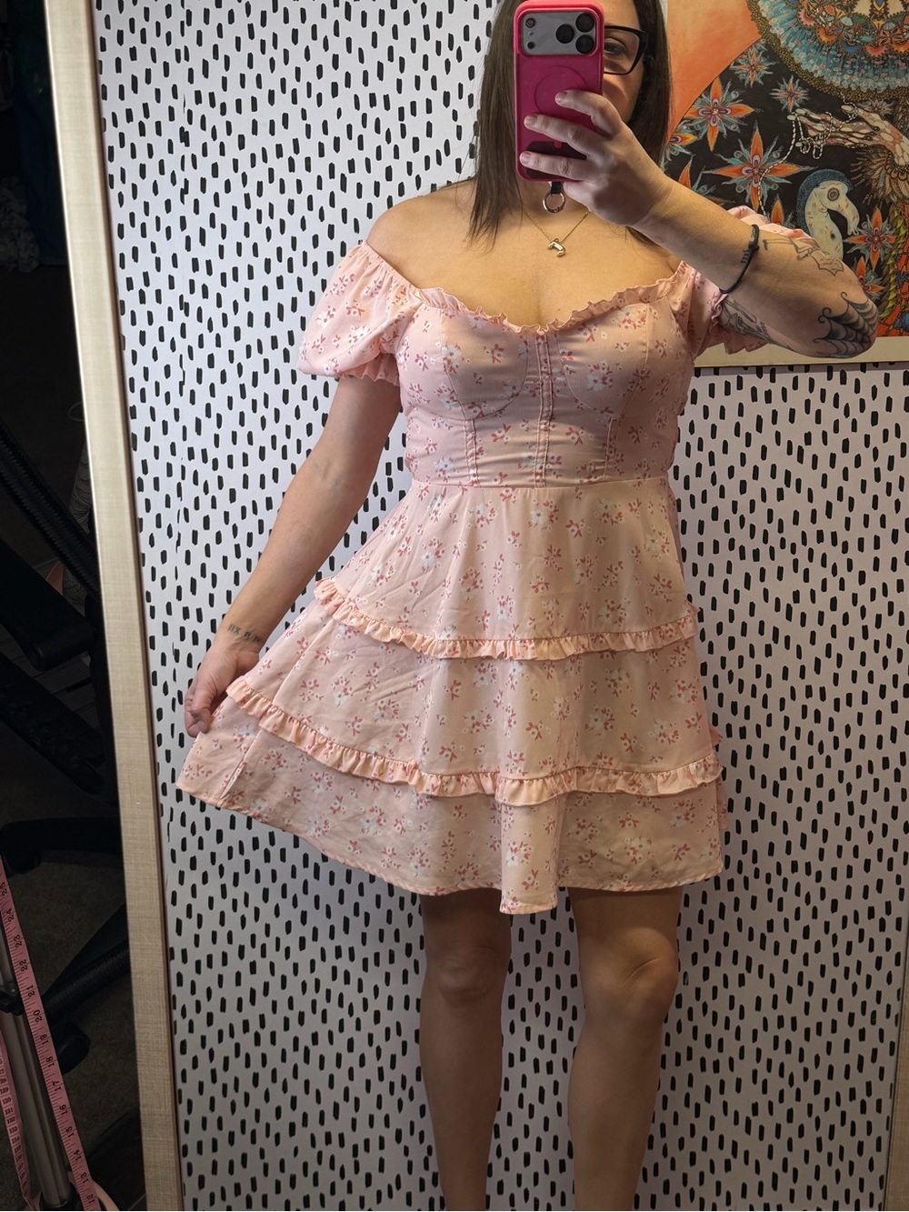 ARDEN B Women's Dress Size medium Pink Floral Ruffles